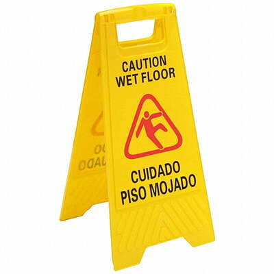 Double Sided Wet Floor Sign, Yellow 24" - "Caution Wet Floor"