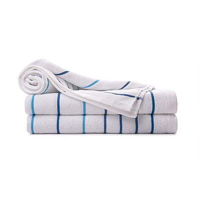 Breeze Horizontal Multi Stripe Blue Pool Towel 35" x 70" 15 Lb.- 2 Dozen/Case