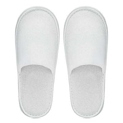 Kare Basics Terry Slippers Closed Toe, 100% Cotton, White, One Pair