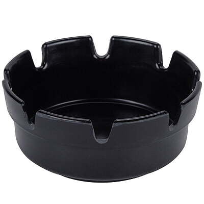 Black Plastic Ashtray 8 notches 4 1/4" x 1 3/4" - 12/Pack