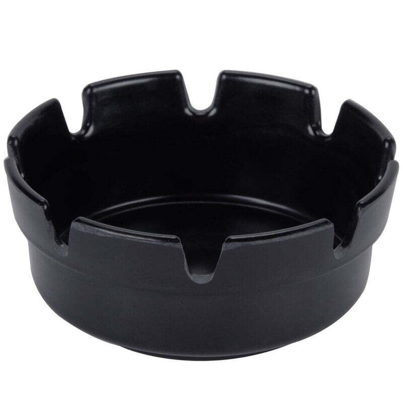 Black Plastic Ashtray 8 notches 4 1/4" x 1 3/4" - 12/Pack