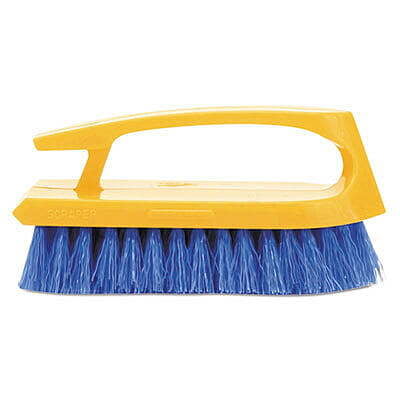 Rubbermaid Long Handle Scrub Brush, 6" Brush, Yellow Plastic Handle/Blue Bristles