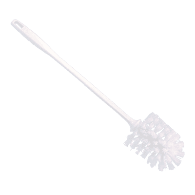 Deluxe Toilet Bowl Brush, White Synthetic Bristles/Plastic 15.25"