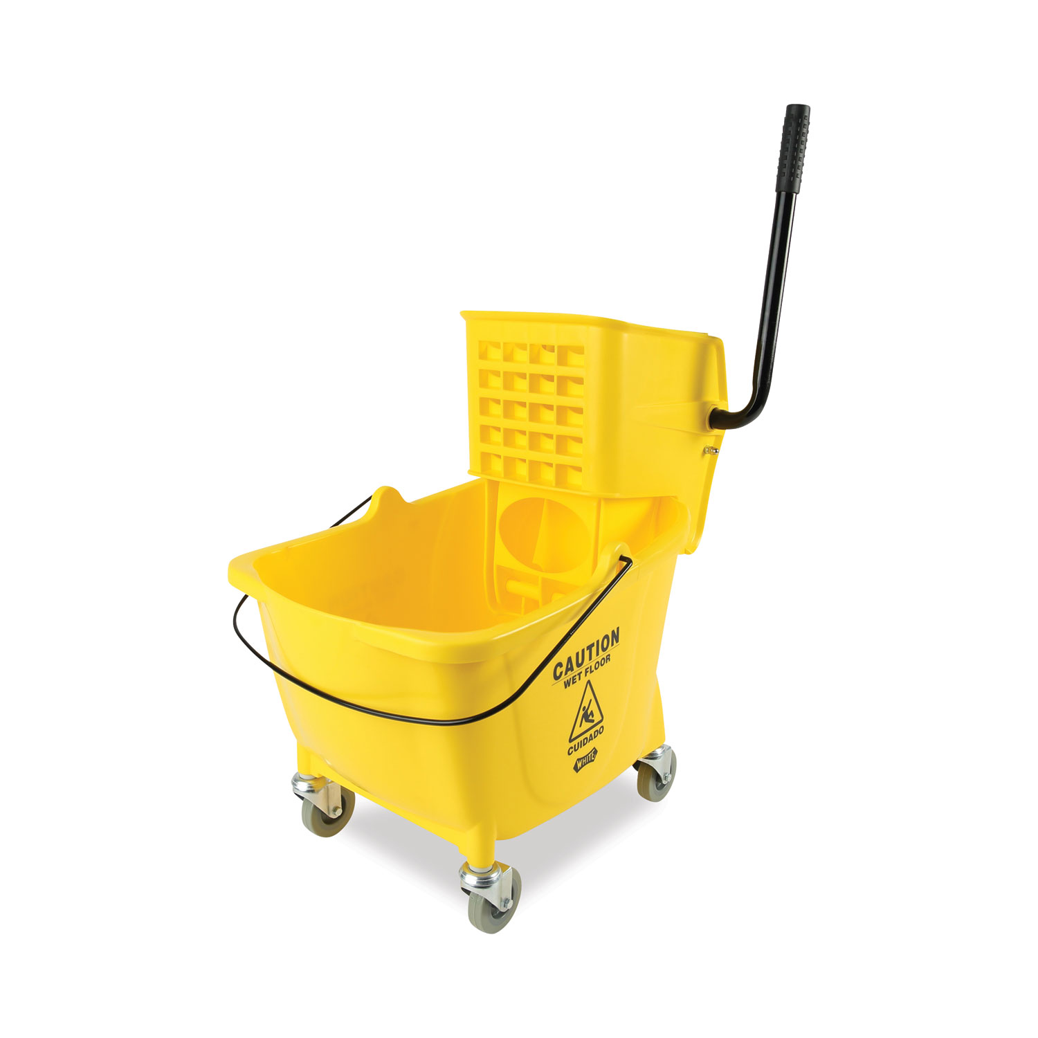 Mop Bucket with Side Press Wringer Combo, Yellow, 35 qt.