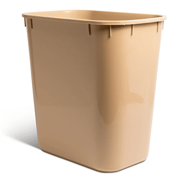 Waste Basket Plastic Rectangle 14 Quart, Beige