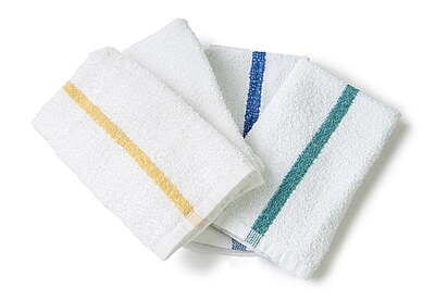 Cotton Bar Towel 16" x 19" Blue Striped 30 oz. 100%