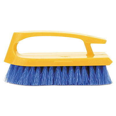 Rubbermaid Long Handle Scrub Brush, 6" Brush, Yellow Plastic Handle/Blue Bristles