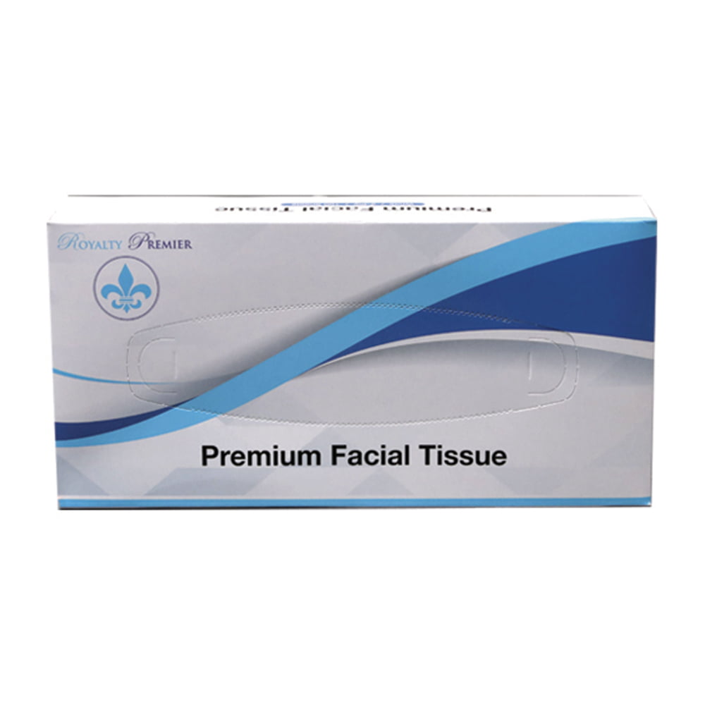Royal Premier 2-Ply Facial Tissue Flat Box, 100 Sheets - 30 Boxes/Case