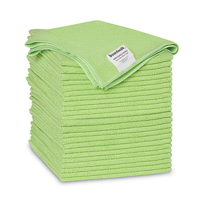 Microfiber Cleaning Cloths, 16" x 16", Green, 24/Pack