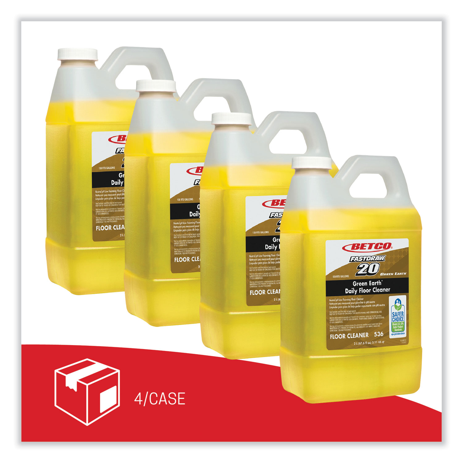 Betco Fastdraw Green Earth Daily Floor Cleaner, 2 L, 67.6 oz, Bottle