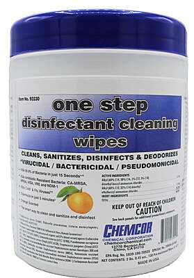 One Step Disinfectant Cleaning Wipes, 130 Wipes per Canister - 6 /Case