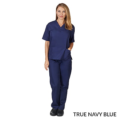 Scrub Set 2 Pockets (Top and Pants) Navy Blue - Small