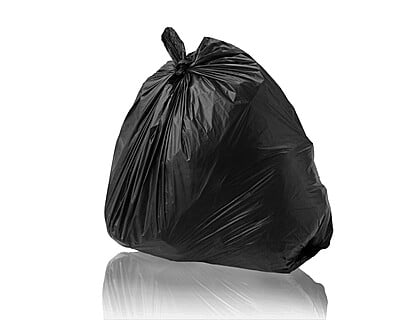 Black Trash Bag 1.5 Mil 45 Gallon 40" x 46" Low Density Can Liner, Star Sealed Flat Pack - 100/Case