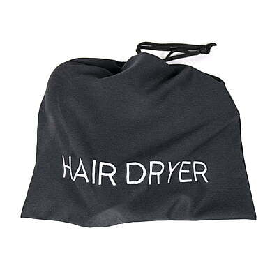Martex Basics Hair Dryer Bag 12" x 12" Black with White Embroidery (Machine Washable) - 10/Pack