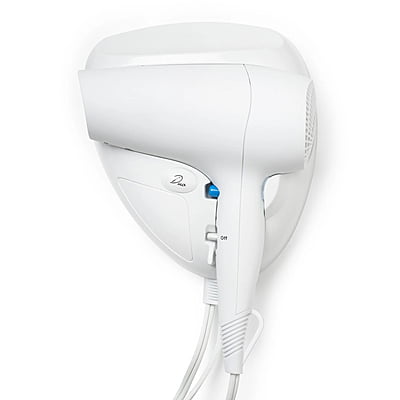 Dual Wattage Wall Mount Hair Dryer, White