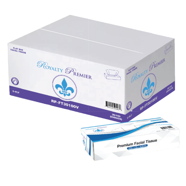 Royal Premier 2-Ply Facial Tissue – 100 Sheets per Box, 30 Boxes/Case