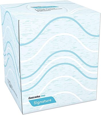 Signature Facial Tissue, 2-Ply, White, Cube, 90 Sheets/Box - 36 Boxes/Case