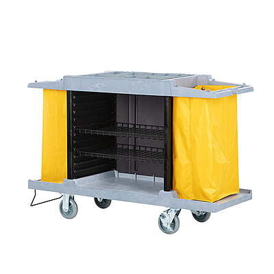 Housekeeping Cart Gray with Bumpers