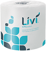 Premium Toilet Paper Livi VPG Select 2-Ply, 4.45" x 3.98", 500 Sheets - 80 Rolls/Case Premium Toilet Paper Livi VPG Select 2-Ply, 4.45" x 3.98", 500 Sheets - 80 Rolls/Case