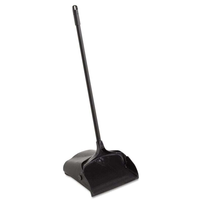 Upright Lobby Upright Dust Pan with 30" Aluminum Handle, Black