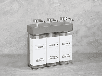 SOLera Dispenser - 440 ml. Rectangular Bottles-White/Three Chamber