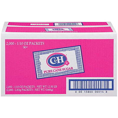 C&H Sugar Packets 1/10 oz. (2.83g) - 2,000/Case